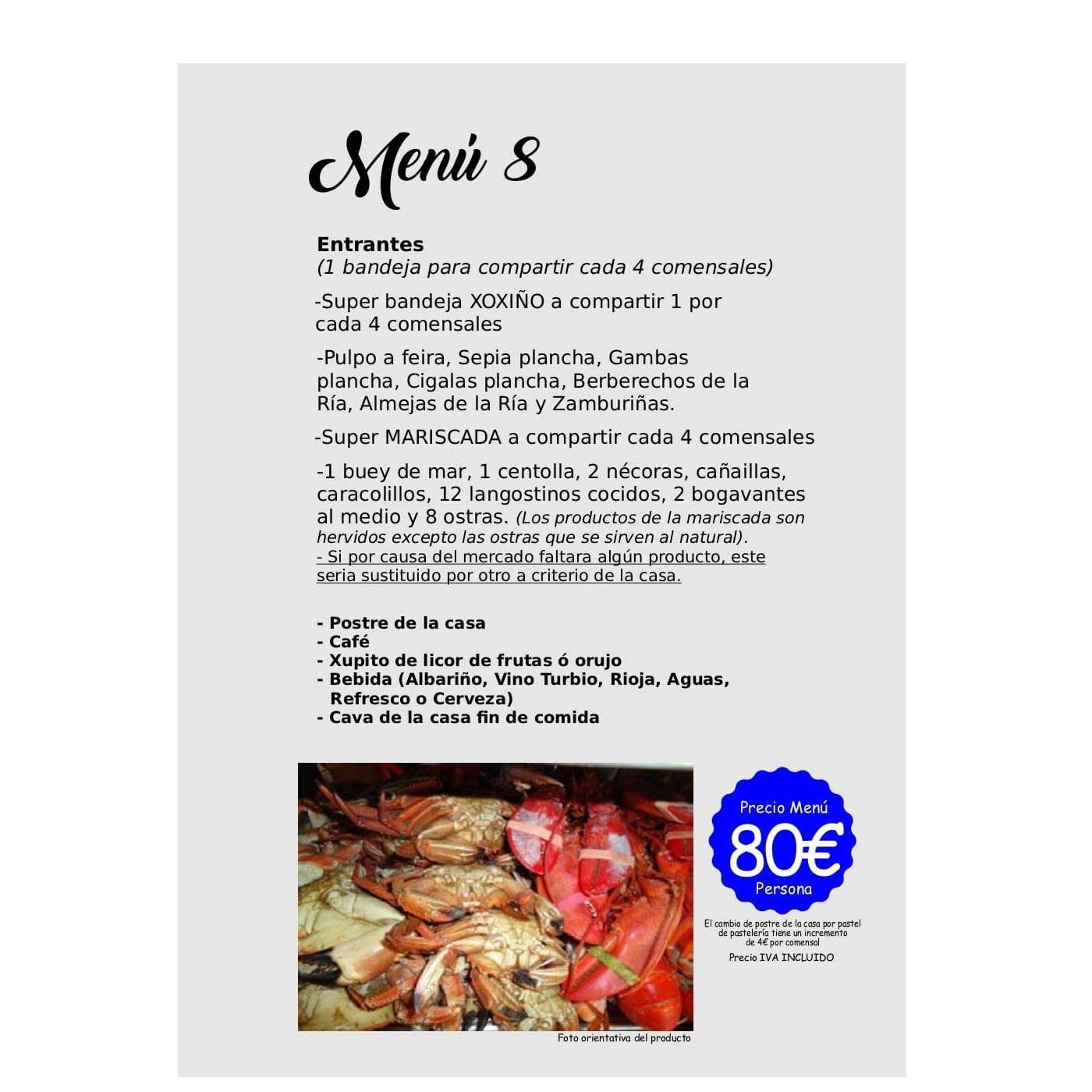 Menú 8: Productos y servicios de A'Cañota Menú 8: Productos y servicios de A'Cañota