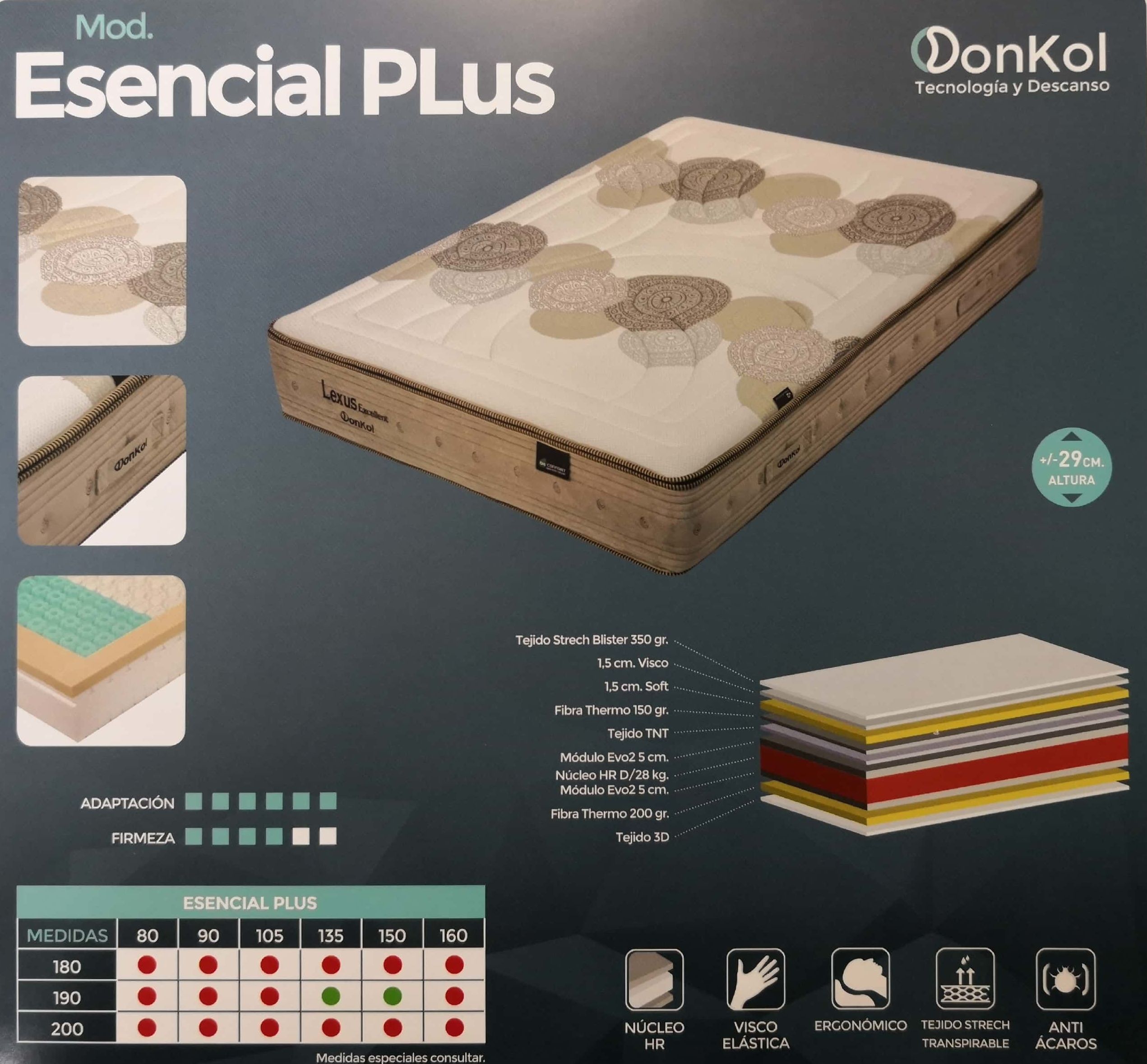 Esencial Plus 90x190 460€ 135x190 620€ 150x190 680€ Esencial Plus 90x190 460€ 135x190 620€ 150x190 680€