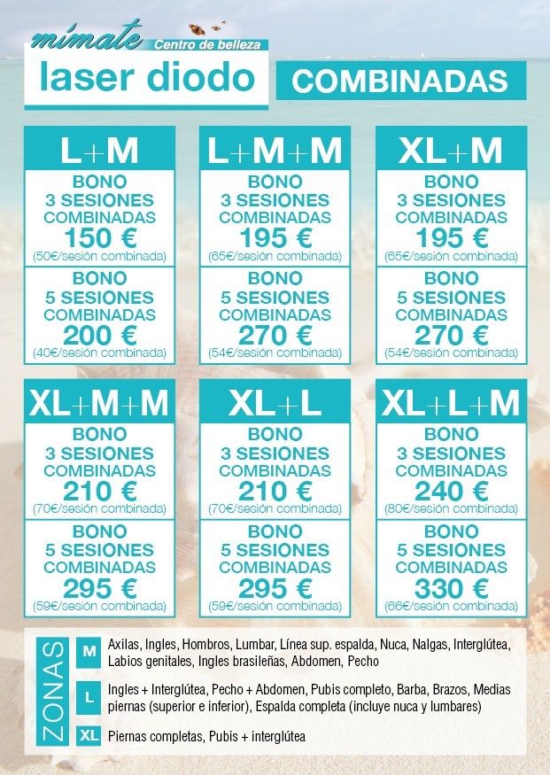 Tarifas de precios - Láser Diodo: Servicios de Centro de estética Mímate Tarifas de precios - Láser Diodo: Servicios de Centro de estética Mímate