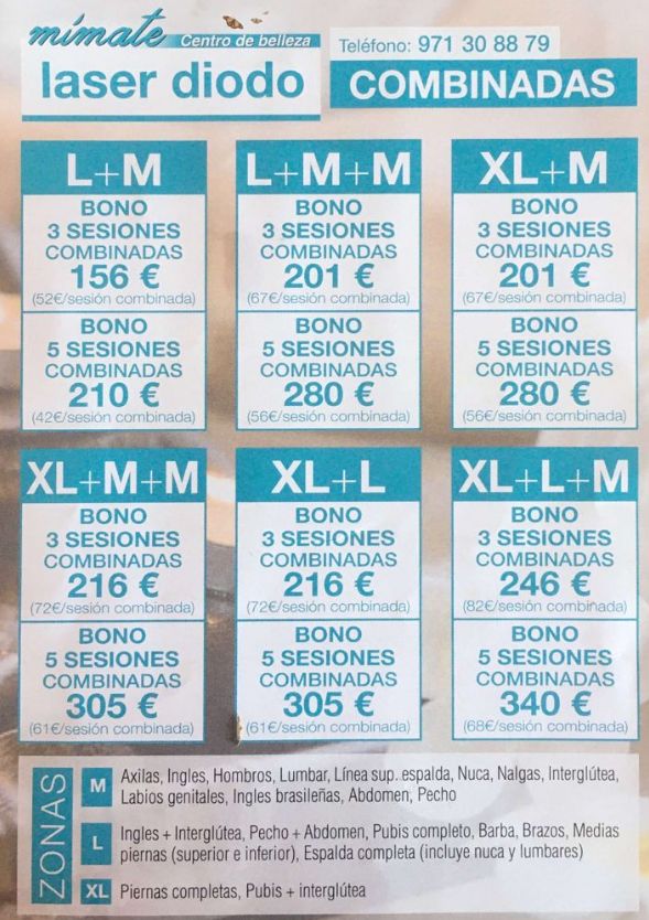 Tarifas de precios - Láser Diodo: Servicios de Centro de estética Mímate Tarifas de precios - Láser Diodo: Servicios de Centro de estética Mímate