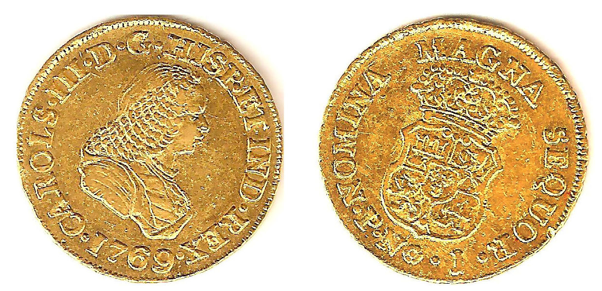 2 escudos Carlos III 1769. .Popayán