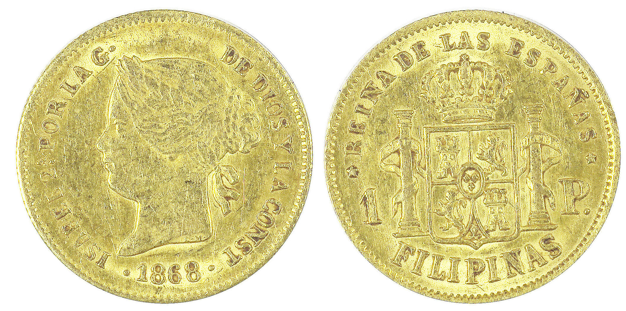 1 PESO iSABEL 2ª. 1868. FILIPINAS