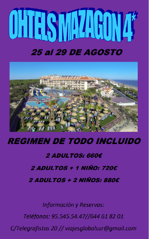 Ohtels Mazagon 4*: Ofertas de Viajes Global Sur Ohtels Mazagon 4*: Ofertas de Viajes Global Sur