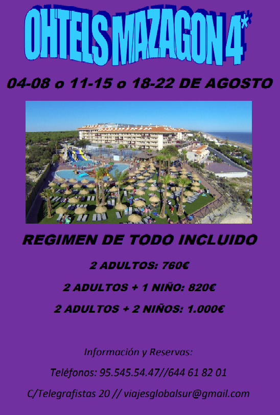 Ohtels Mazagon 4*: Ofertas de Viajes Global Sur Ohtels Mazagon 4*: Ofertas de Viajes Global Sur