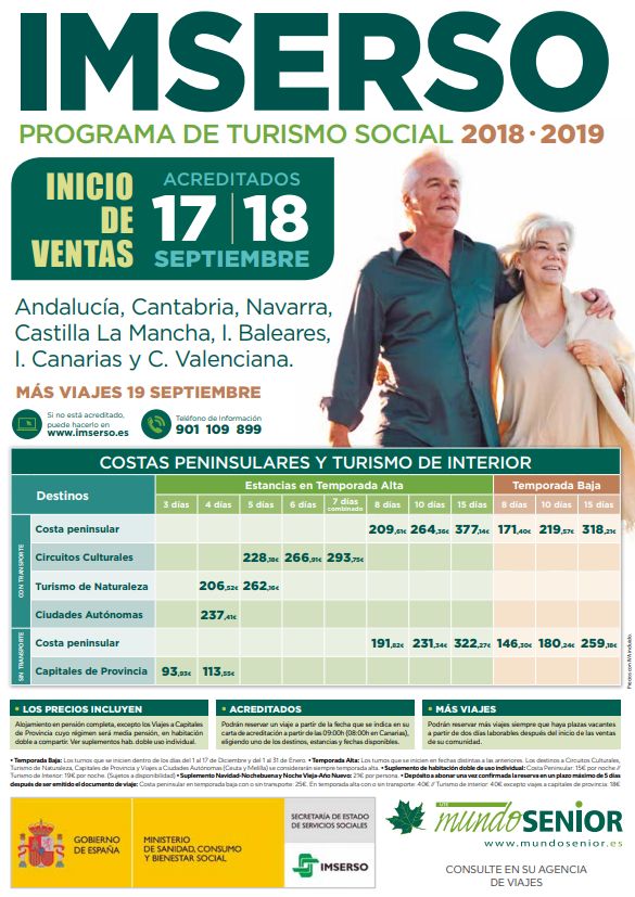 Imserso 2018- 2019: OFERTAS de Viajes Global Sur Imserso 2018- 2019: OFERTAS de Viajes Global Sur
