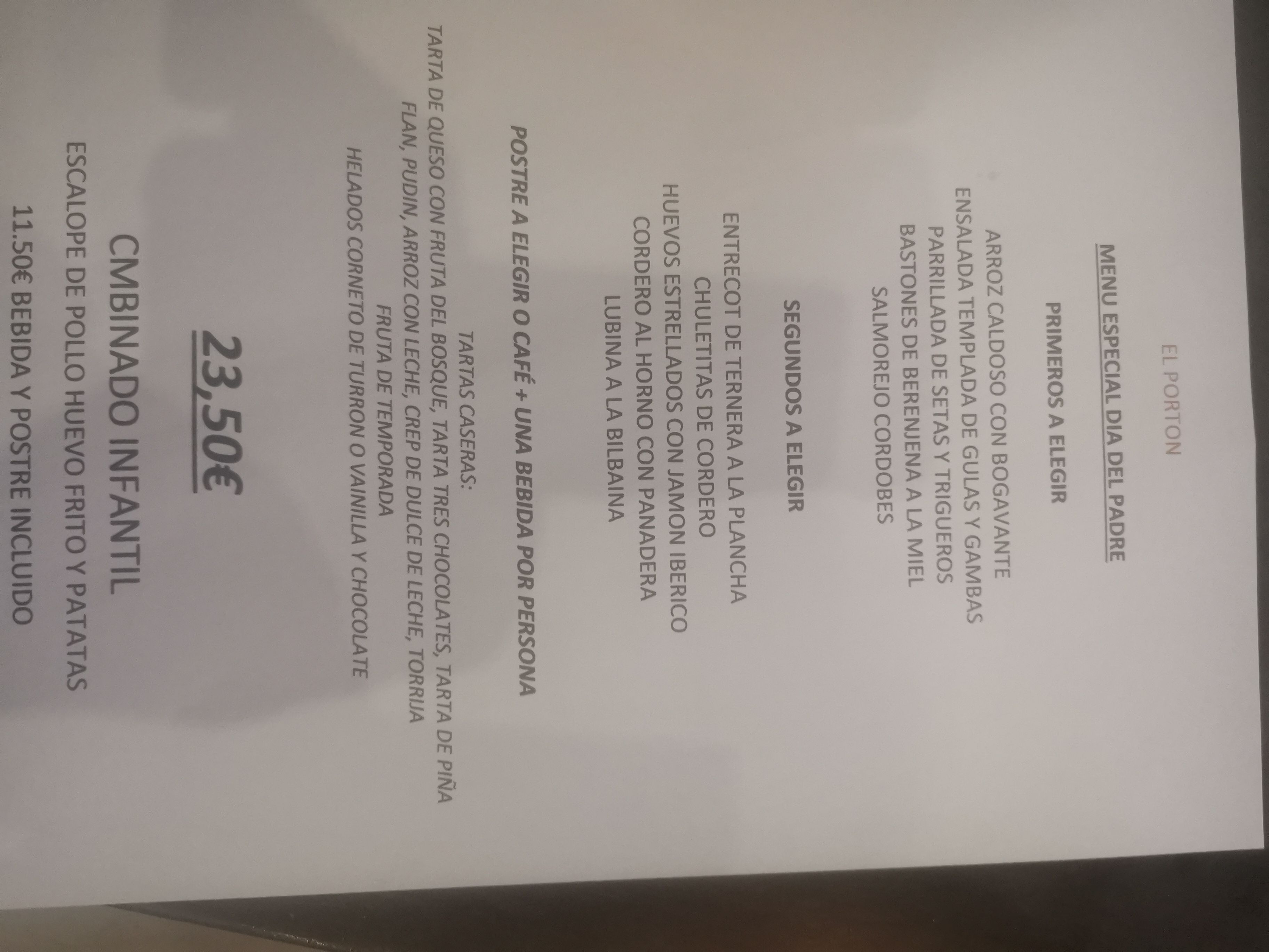 Menú de fin de semana: Carta y Raciones de Restaurante El Portón Menú de fin de semana: Carta y Raciones de Restaurante El Portón