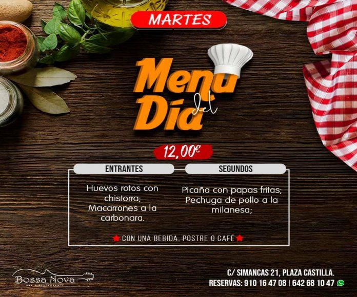 Menú martes: Catálogo de Bossa Nova Restaurante Menú martes: Catálogo de Bossa Nova Restaurante