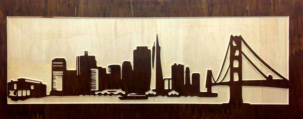 Cuadro de madera 3D con Skyline de San Francisco Cuadro de madera 3D con Skyline de San Francisco