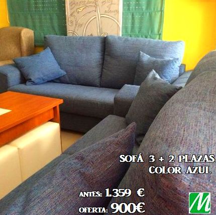 Sofá 3+2 plazas Color azul ANTES: 1.359€ OFERTA: 900€