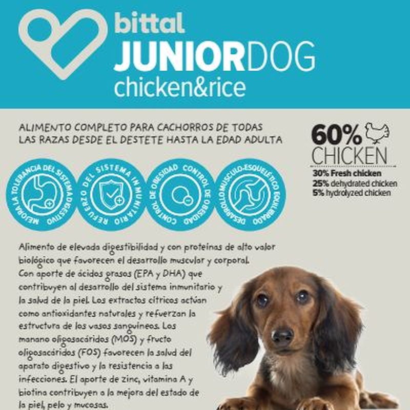 BITTAL Junior Dog Chicken&Rice 2kg: Tienda para Mascotas de Clínica Veterinaria Doble Dog BITTAL Junior Dog Chicken&Rice 2kg: Tienda para Mascotas de Clínica Veterinaria Doble Dog