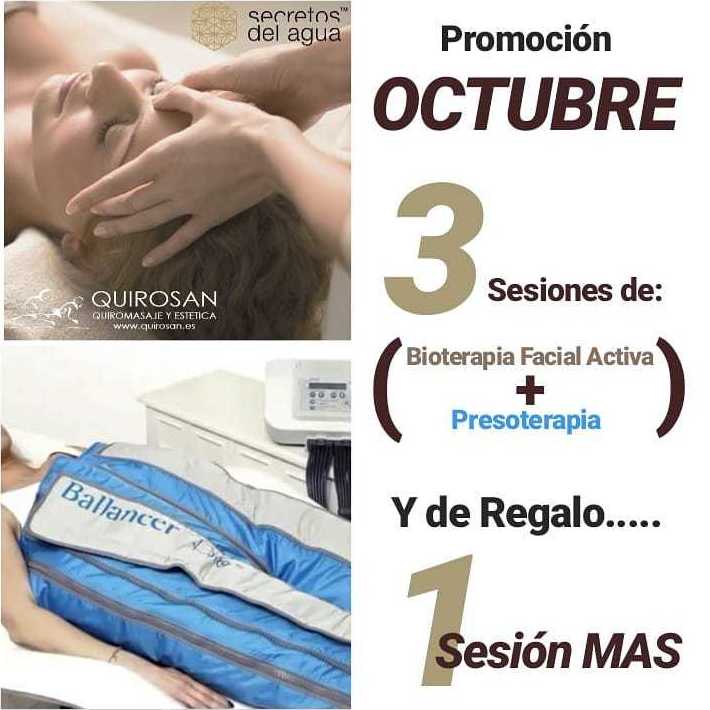 Promoción OCTUBRE "4x3 Bioterapia Facial Activa + Presoterapia": Servicios de Quirosan Promoción OCTUBRE "4x3 Bioterapia Facial Activa + Presoterapia": Servicios de Quirosan