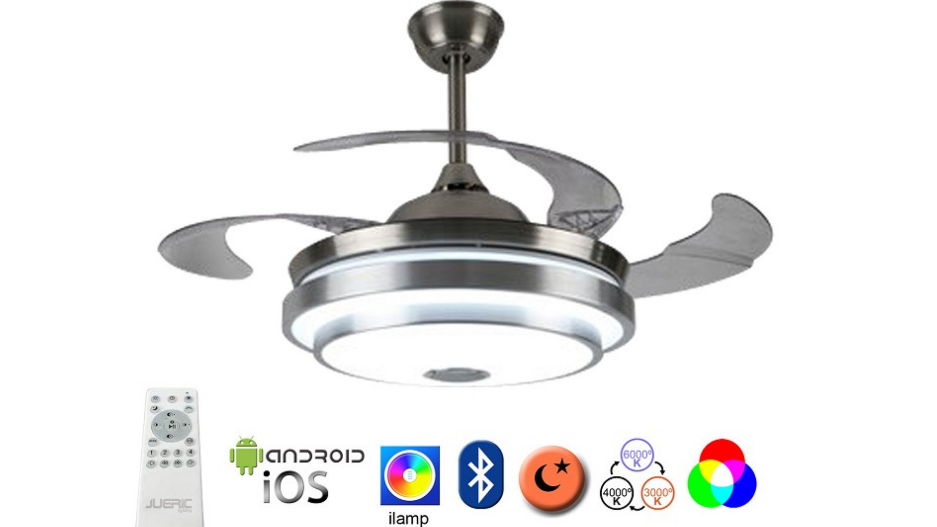 Ventilador con Altavoz y mando a distancia ,con cambio de color y RGB.: catálogos de Iluminación Raquel Ventilador con Altavoz y mando a distancia ,con cambio de color y RGB.: catálogos de Iluminación Raquel