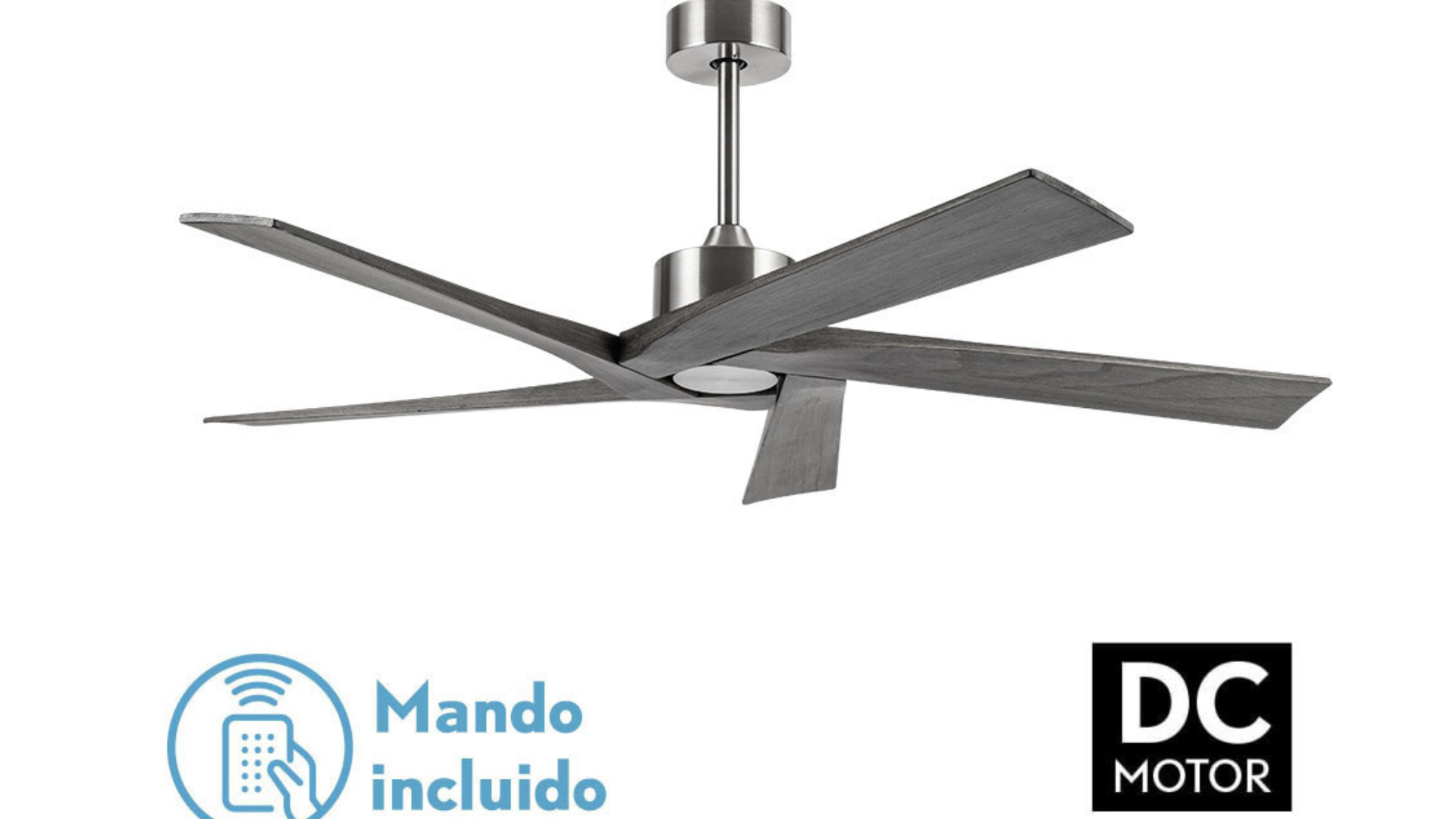 Ventilador 1.42cm sin luz en color niquel pala mate gris. Ventilador 1.42cm sin luz en color niquel pala mate gris.
