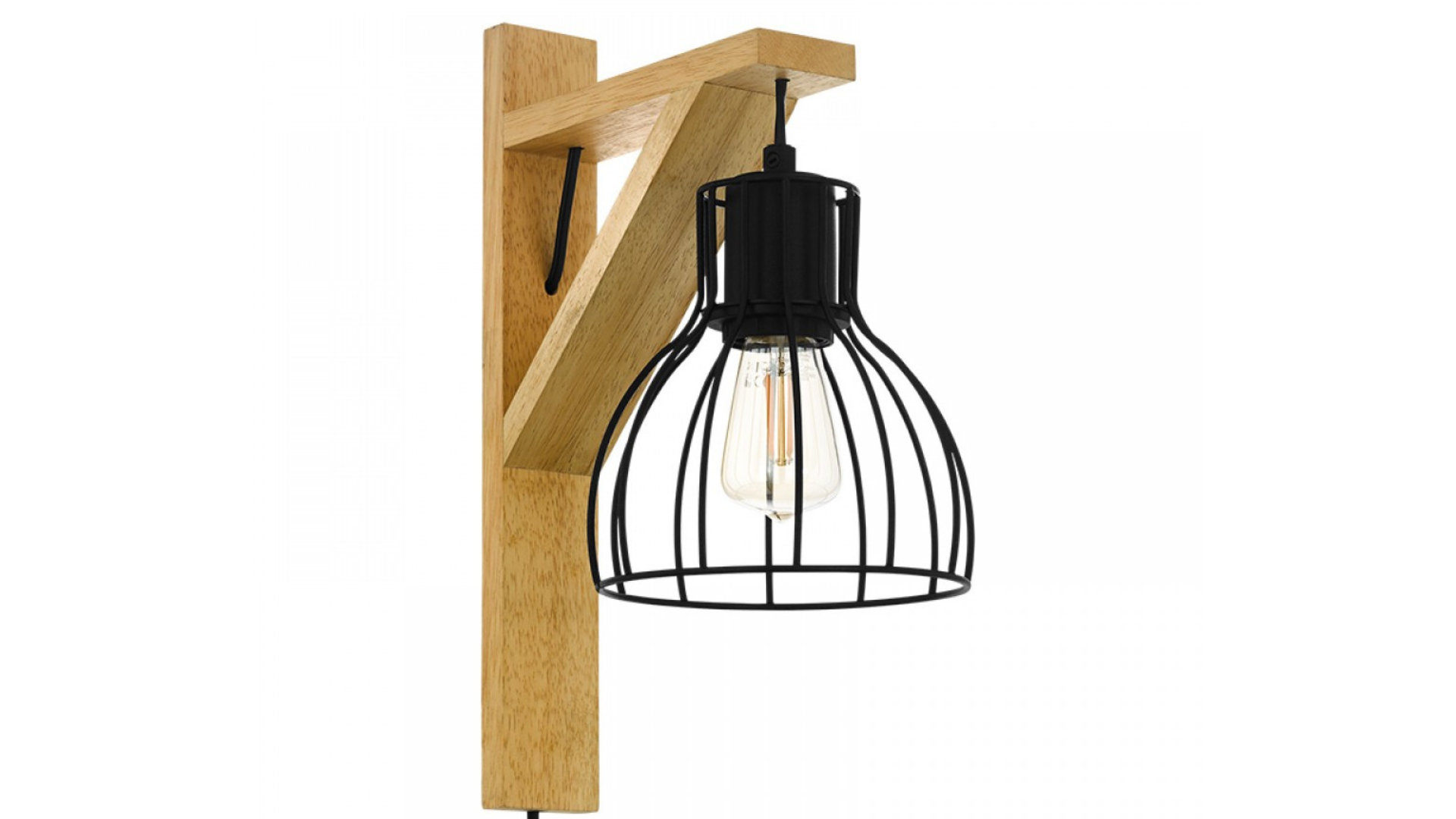 Aplique vintage madera con metal negro 1 luz.: catálogos de Iluminación Raquel Aplique vintage madera con metal negro 1 luz.: catálogos de Iluminación Raquel