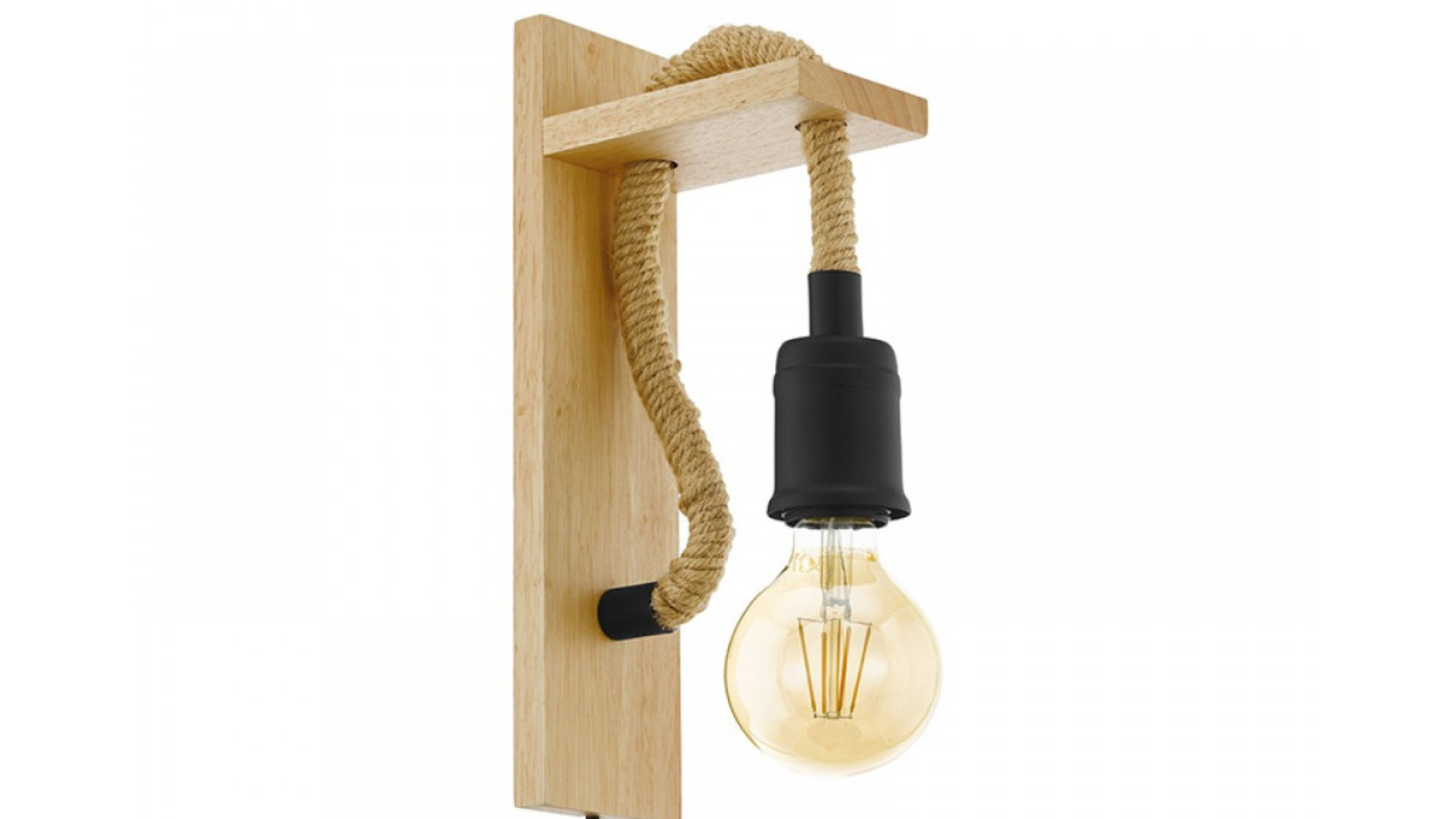 Aplique madera con cuerda maroma en color negro.: catálogos de Iluminación Raquel Aplique madera con cuerda maroma en color negro.: catálogos de Iluminación Raquel