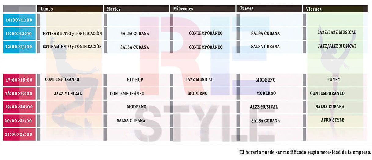 Horarios y precios: Clases y horarios de ReStyle Horarios y precios: Clases y horarios de ReStyle