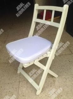 SILLA MADERA PLEGABLE BLANCA CON COJIN: Catálogo de Jedal Alquileres SILLA MADERA PLEGABLE BLANCA CON COJIN: Catálogo de Jedal Alquileres