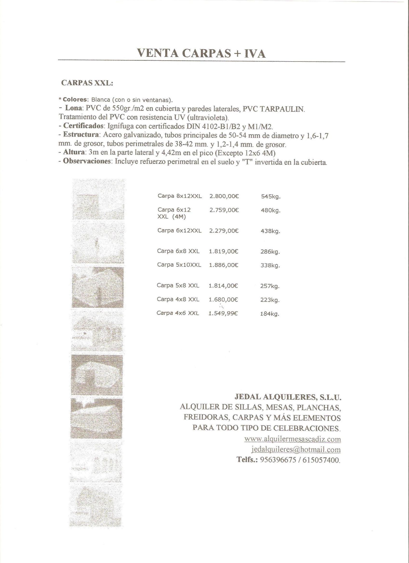 VENTA : Catálogo de Jedal Alquileres VENTA : Catálogo de Jedal Alquileres