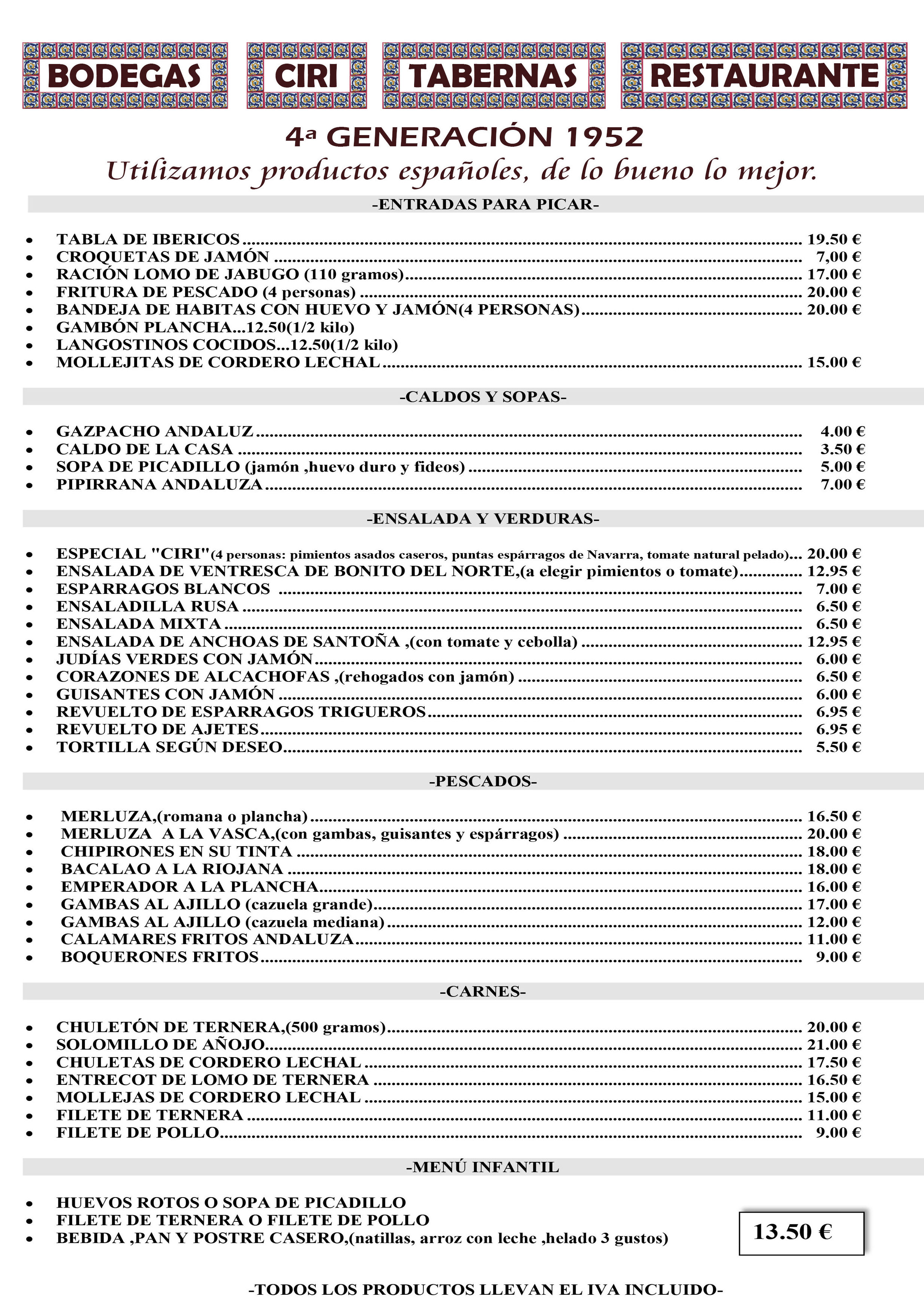 CARTA RESTAURANTE CARTA RESTAURANTE
