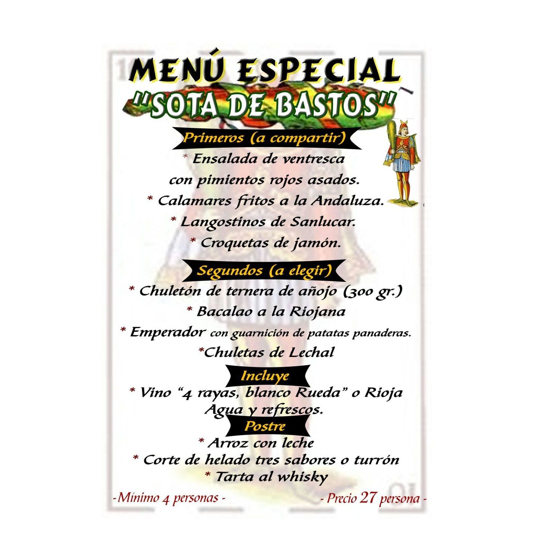 Menú Sota de Bastos: de Restaurante Bodegón Ciri Menú Sota de Bastos: de Restaurante Bodegón Ciri