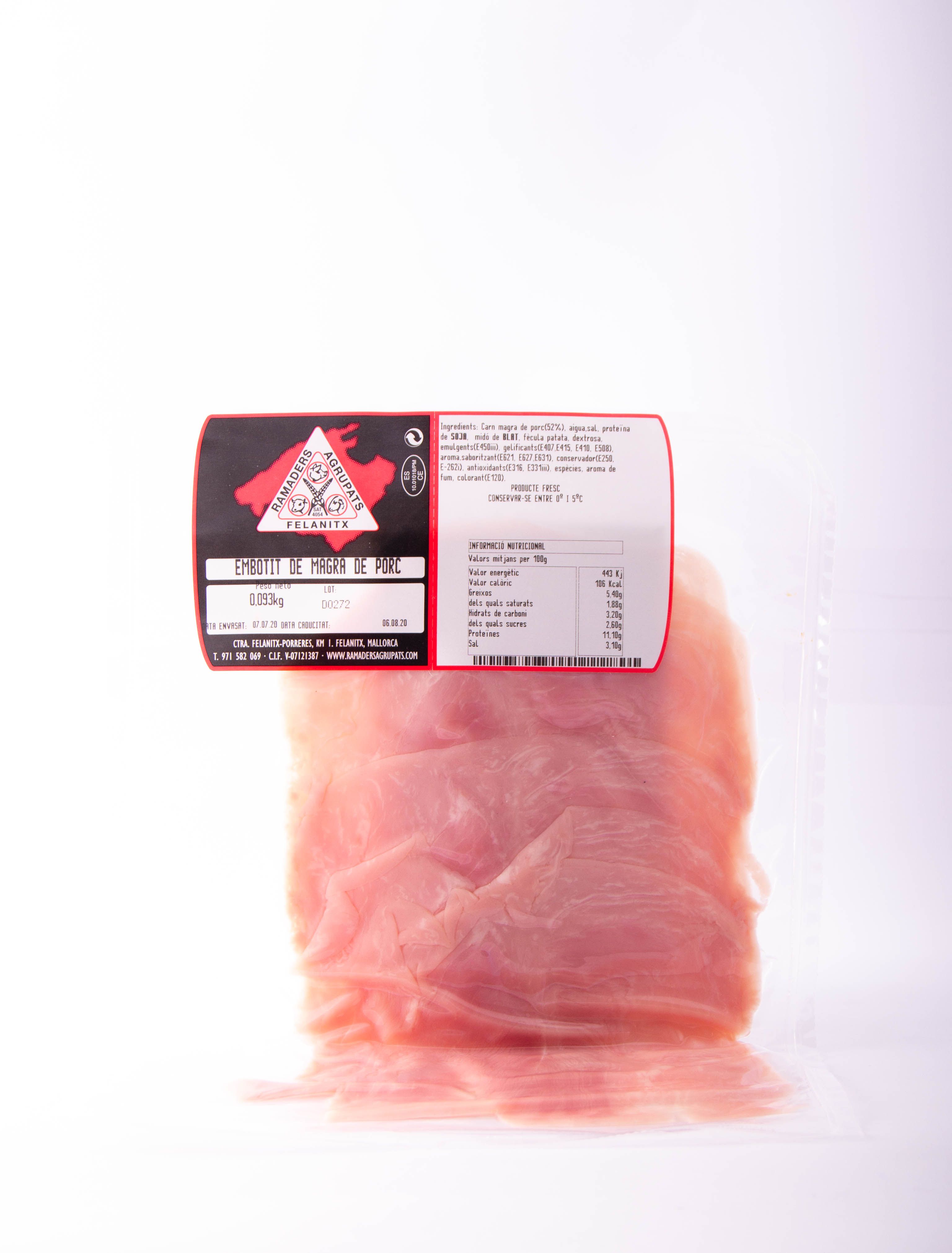 PAQUETE EMBUTIDO DE MAGRO DE CERDO JAMON: de Ramaders Agrupats PAQUETE EMBUTIDO DE MAGRO DE CERDO JAMON: de Ramaders Agrupats