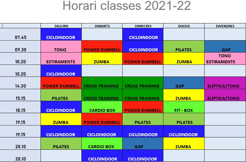 HORARI ACTIVITATS 2021-22 }}