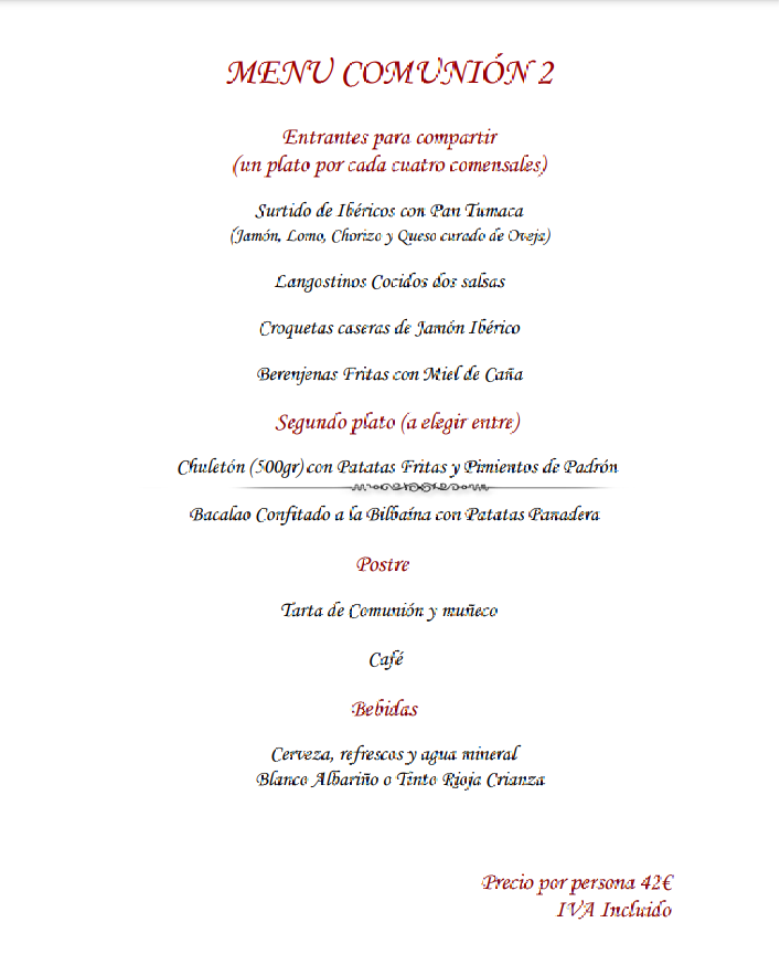 Menú 2 Menú 2