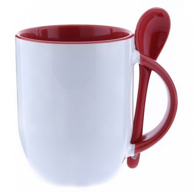 taza bicolor de ceramica con su cuchara a juego taza bicolor de ceramica con su cuchara a juego
