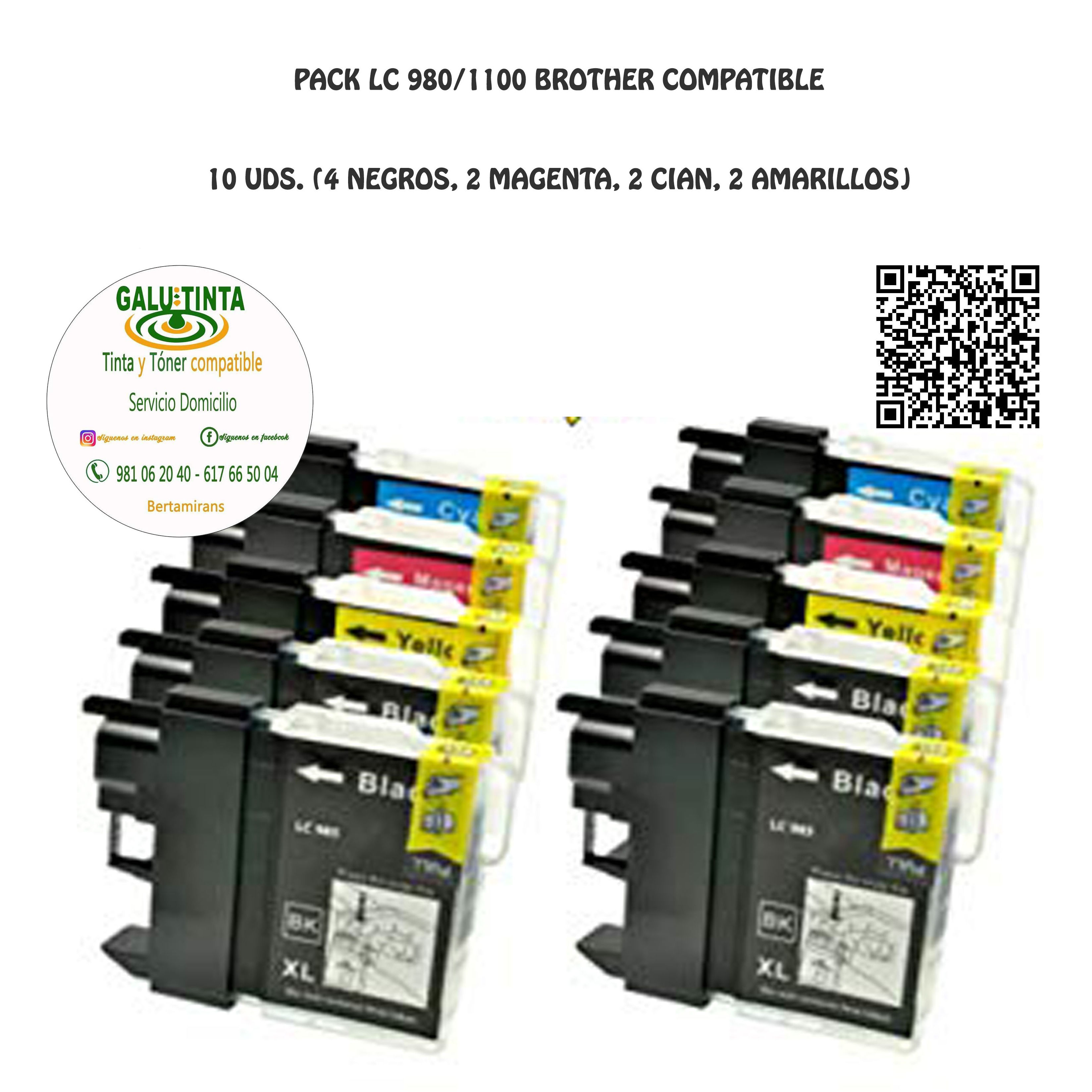 PACK LC 980/1100 COMPATIBLES (10 UNIDADES) PACK LC 980/1100 COMPATIBLES (10 UNIDADES)