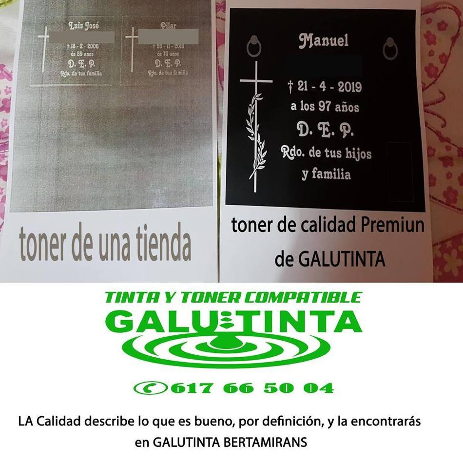 Os dejamos una muestra de impresión de un toner de otra empresa y la muestra de impresión, con el toner de #GalutintaBertamirans, un cliente muy satisfecho con nuestros productos nos lo ha enviado. #solucionestintaytoner, #calidadesloquecuenta. Os dejamos una muestra de impresión de un toner de otra empresa y la muestra de impresión, con el toner de #GalutintaBertamirans, un cliente muy satisfecho con nuestros productos nos lo ha enviado. #solucionestintaytoner, #calidadesloquecuenta.