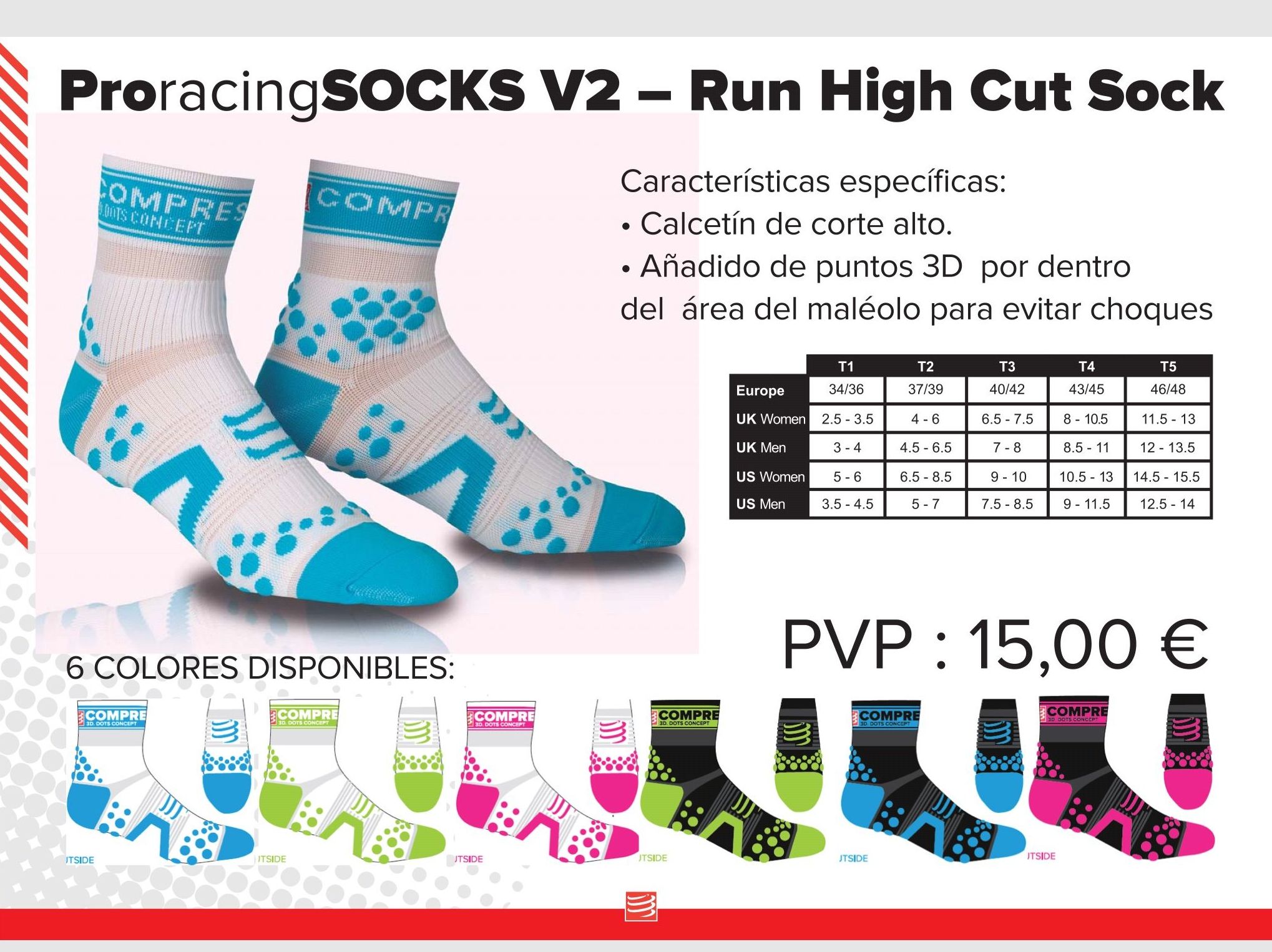Calcetín tecnico pro racing socks v2 - run High Cut Sock: TIENDA ONLINE de Ortopedia La Fama