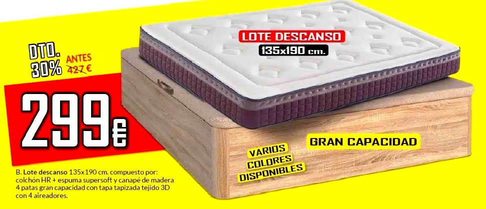 Colchón Turmalina y canapé de madera con tapa 3D Colchón Turmalina y canapé de madera con tapa 3D