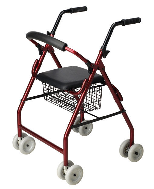 Andador aluminio con ruedas, asiento y cesta Andador aluminio con ruedas, asiento y cesta