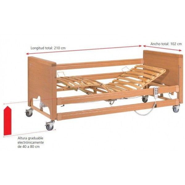 Cama electrónica con carro elevable, barandillas, cabecero, piecero y colchón Cama electrónica con carro elevable, barandillas, cabecero, piecero y colchón