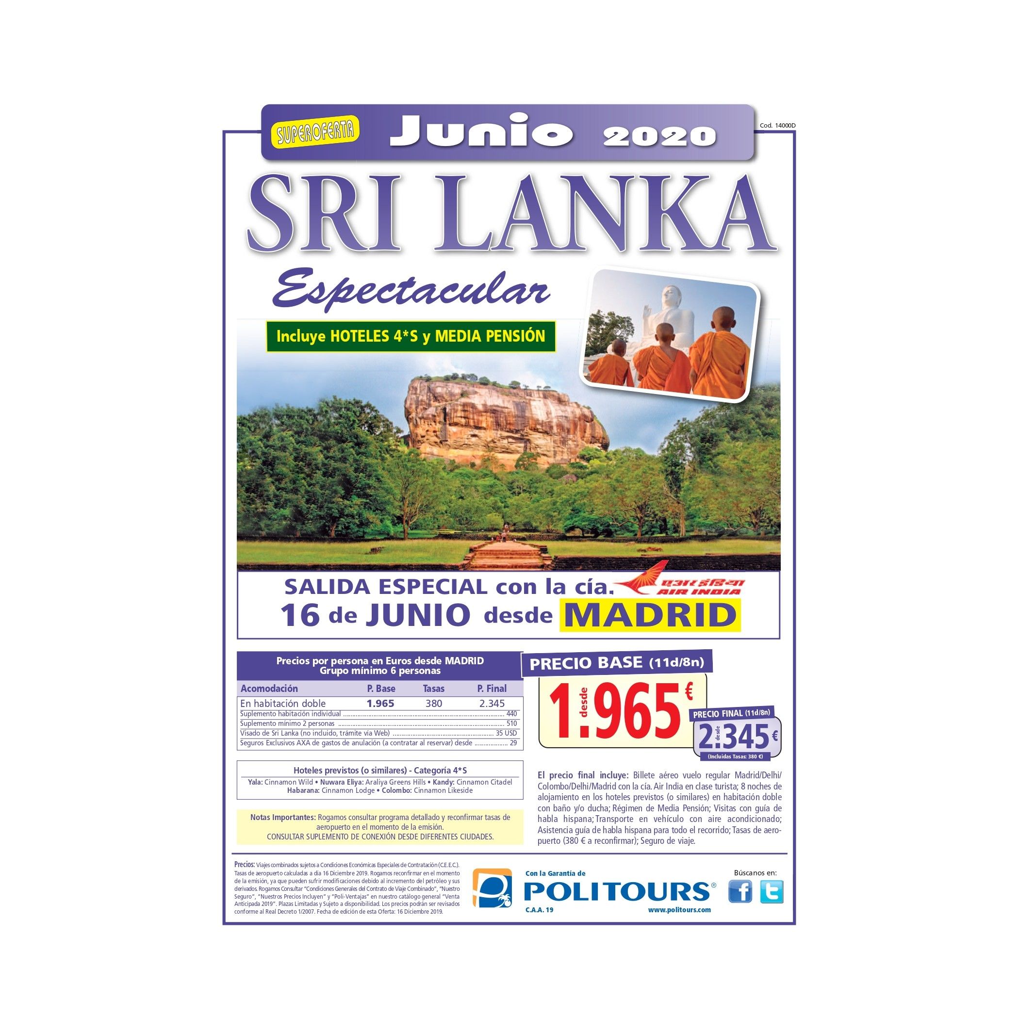 Super oferta Sri Lanka. Junio 2020: Contrata tu viaje de Viajes Iberplaya Super oferta Sri Lanka. Junio 2020: Contrata tu viaje de Viajes Iberplaya
