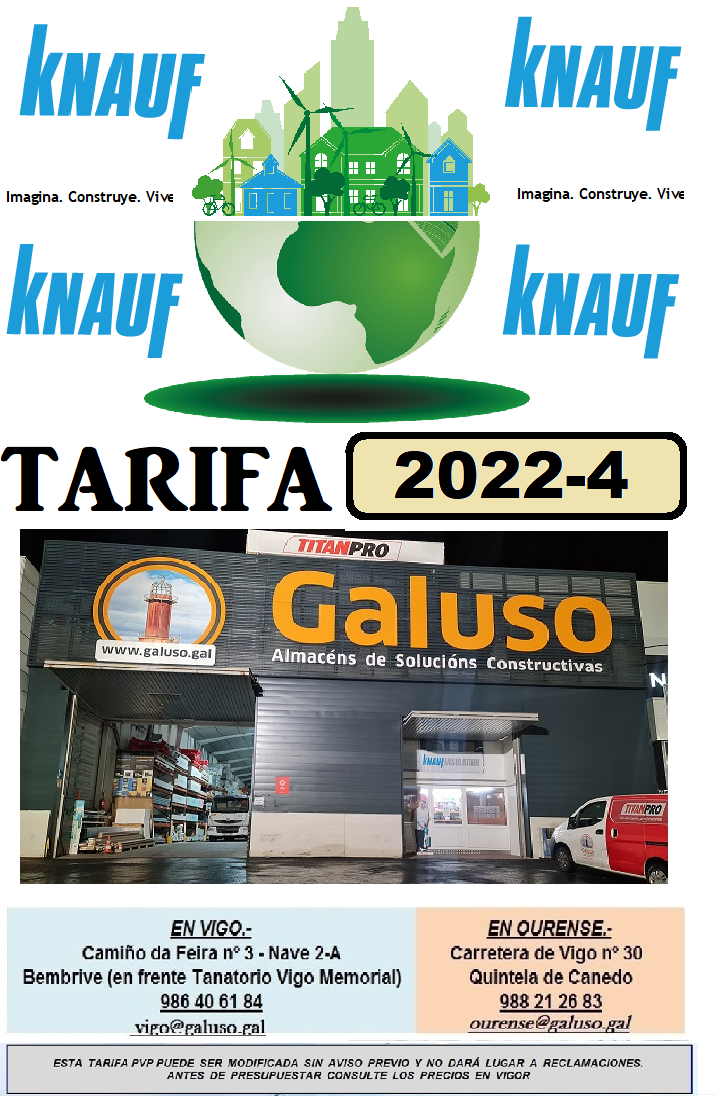 NOVAS TARIFAS KNAUF 2022-4: Catálogo de Galuso }}