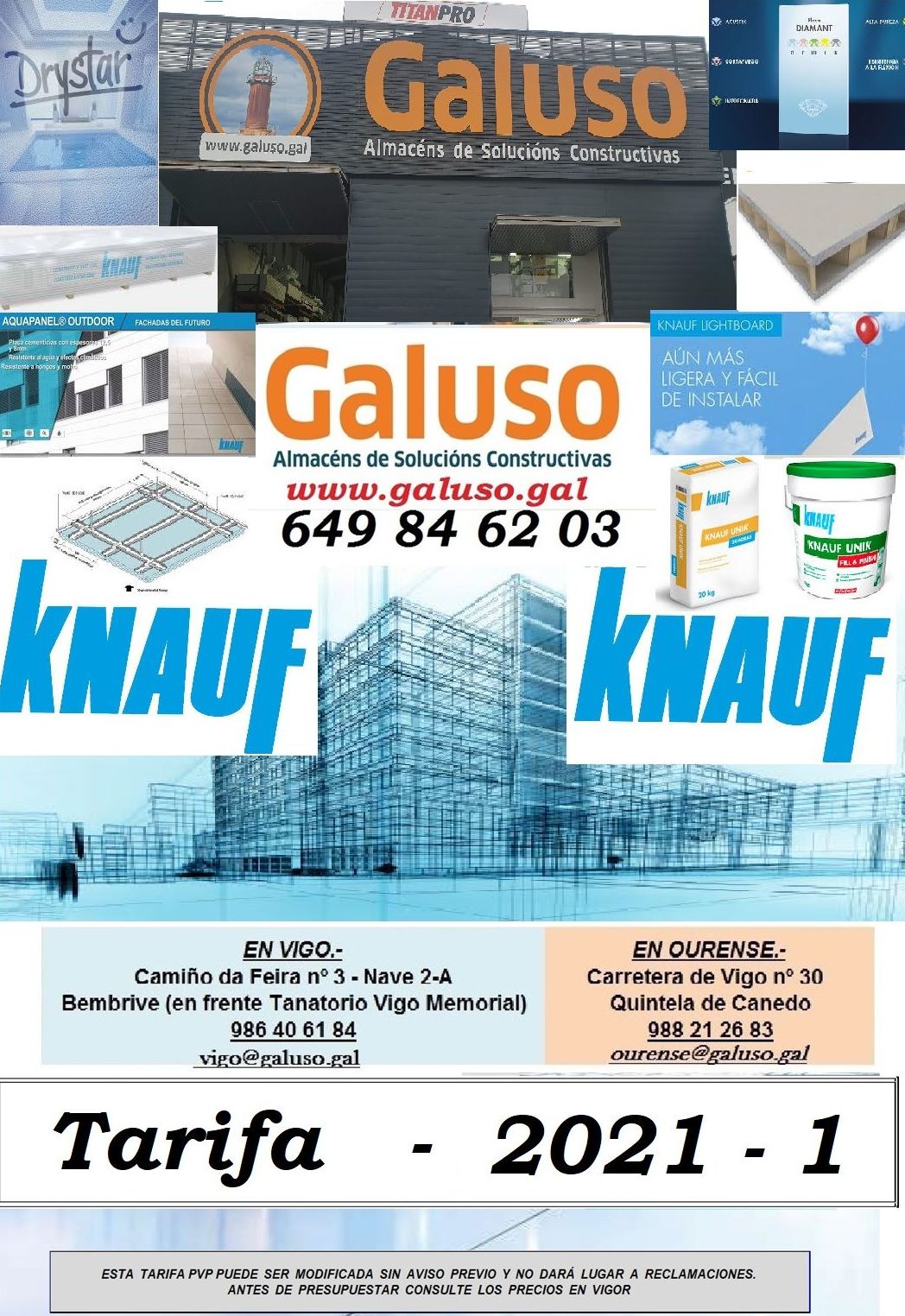 NOVAS TARIFAS KNAUF 2021-1: Catálogo de Galuso NOVAS TARIFAS KNAUF 2021-1: Catálogo de Galuso