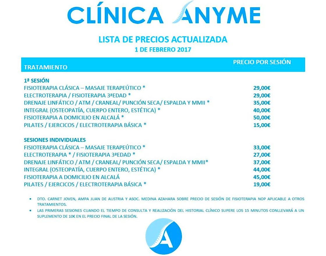 Todos los tratamientos y precios: Tratamientos y precios de Clínica Anyme Todos los tratamientos y precios: Tratamientos y precios de Clínica Anyme