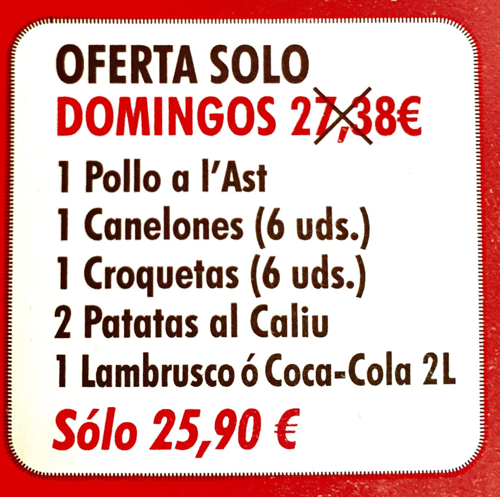 Menú de domingo: Productos y servicios de Pollo Home Menú de domingo: Productos y servicios de Pollo Home