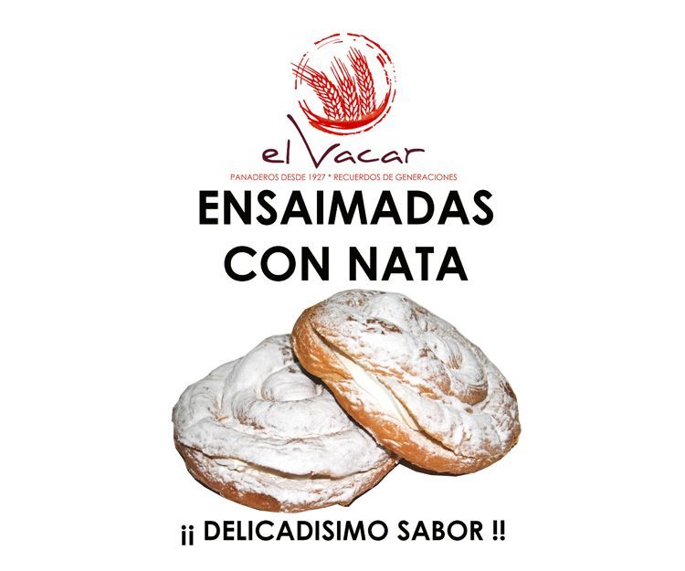 Ensaimadas con nata: Obrador de Pan El Vacar Ensaimadas con nata: Obrador de Pan El Vacar