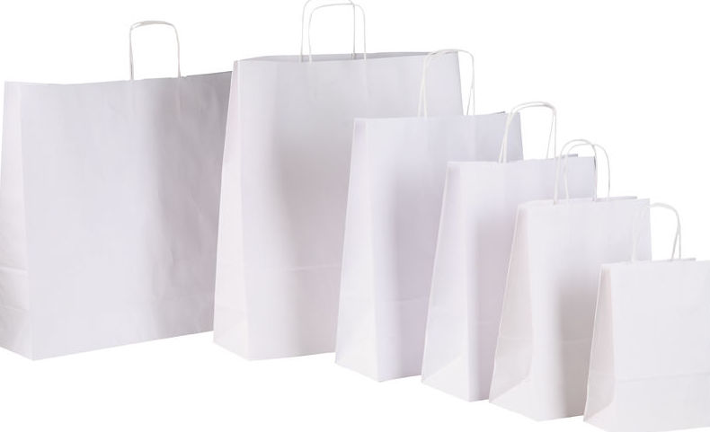 Bolsas de papel asa rizada celulosa blanca. Bolsas de papel asa rizada celulosa blanca.