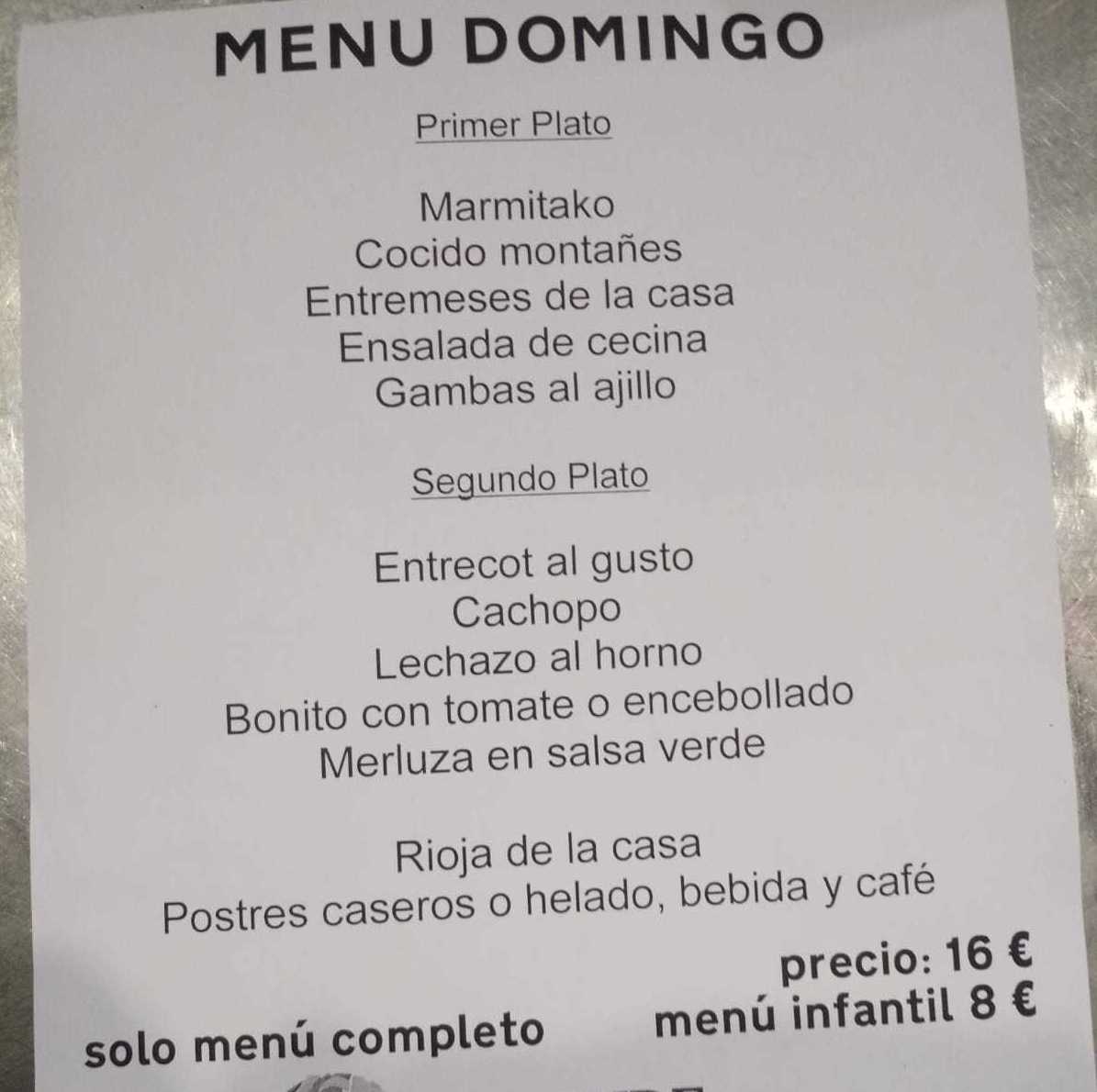 Menú especial domingos: Carta y menús de Donde Lauri Menú especial domingos: Carta y menús de Donde Lauri