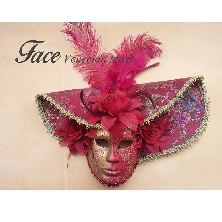 Máscara con brillantina y tela volto sombrero grande: Máscaras y antifaces de Face Venecian Mask Máscara con brillantina y tela volto sombrero grande: Máscaras y antifaces de Face Venecian Mask