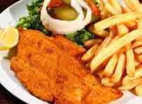Escalope, papas fritas y ensalada: Nuestra Carta de Happy Burger Escalope, papas fritas y ensalada: Nuestra Carta de Happy Burger
