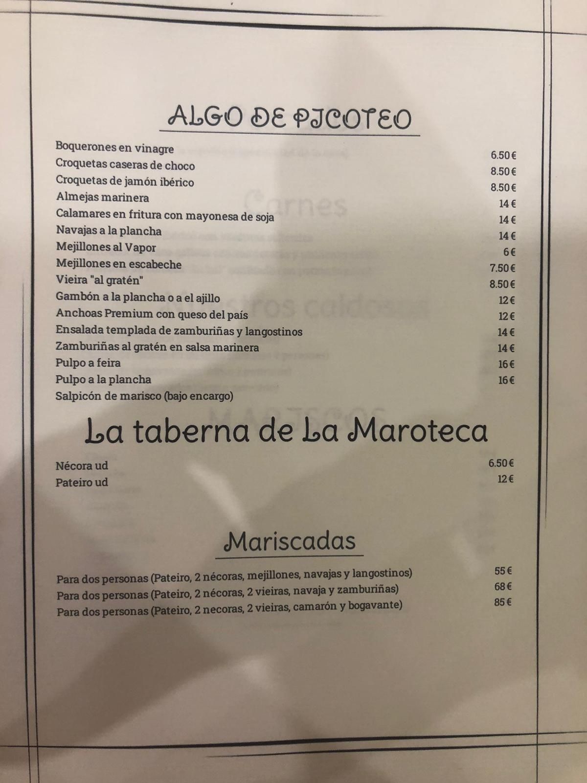 Nuestra Carta: Carta de Restaurante La Maroteca Nuestra Carta: Carta de Restaurante La Maroteca