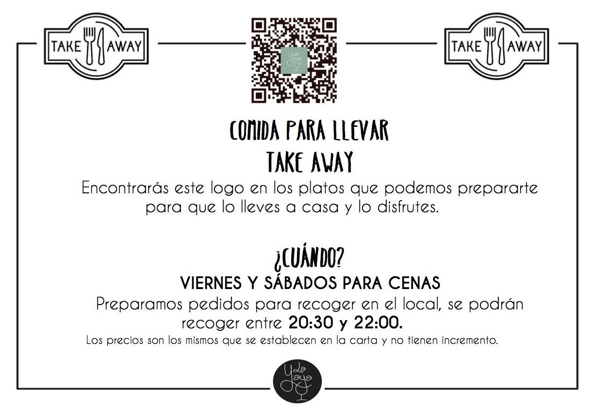 TAKE AWAY: Carta de Restaurante La Yaya TAKE AWAY: Carta de Restaurante La Yaya