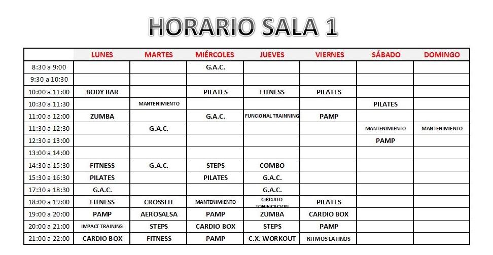 Horario Sala 1 Horario Sala 1