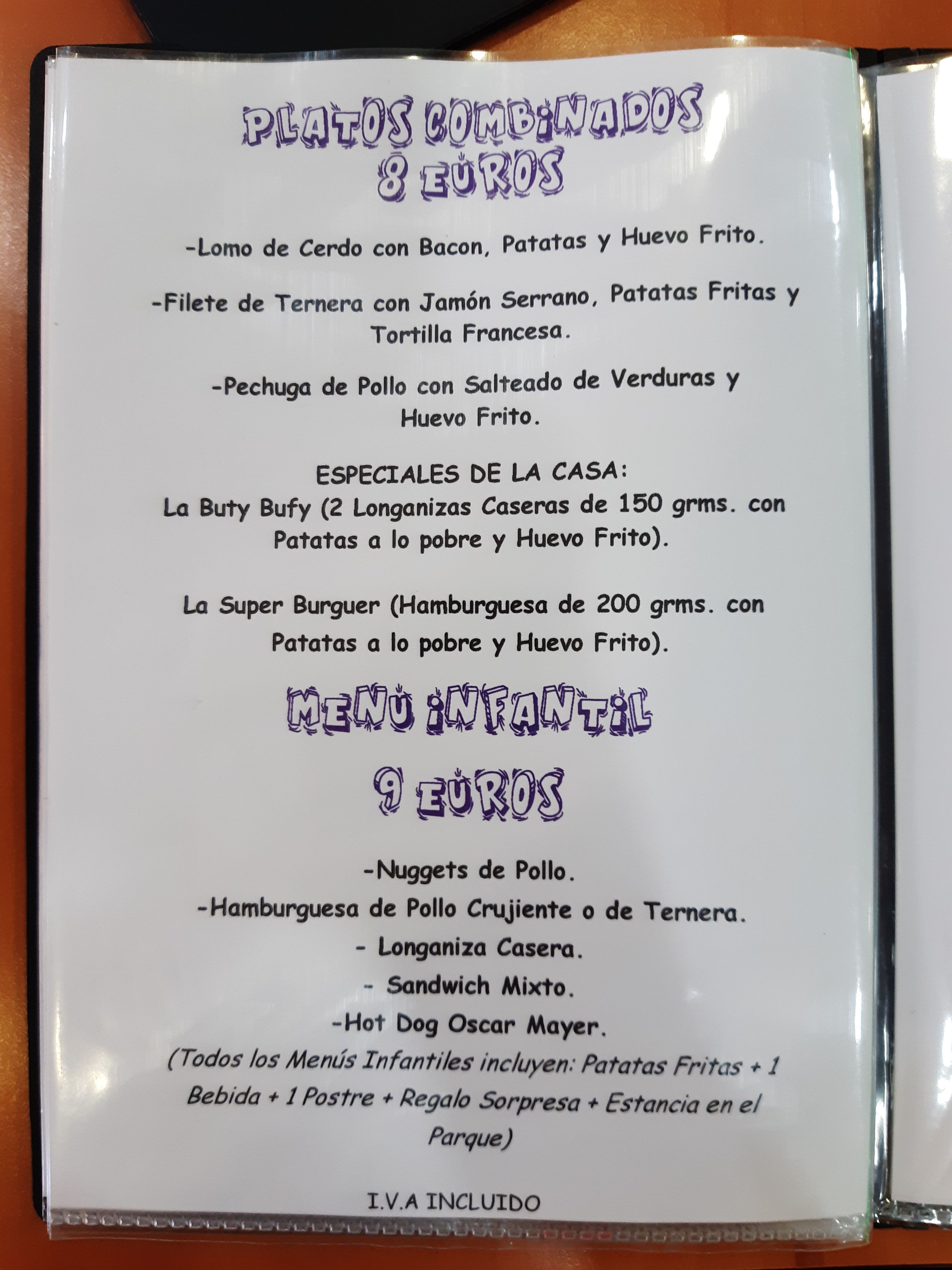 Menú Bufy adultos: Servicios y Actividades de Bufytos Menú Bufy adultos: Servicios y Actividades de Bufytos