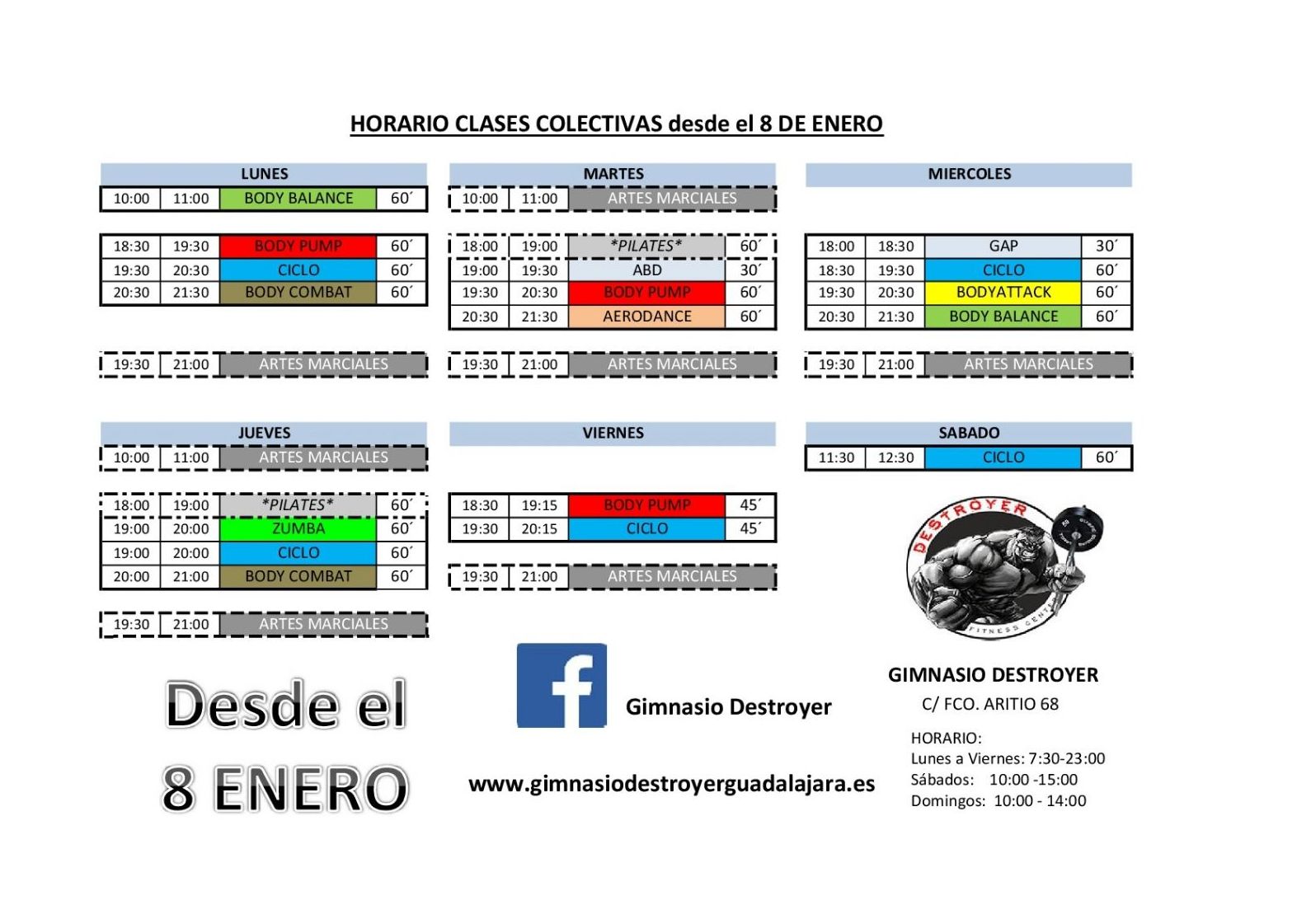 CLASES COLECTIVAS: Catálogo de Gimnasio Destroyer Guadalajara CLASES COLECTIVAS: Catálogo de Gimnasio Destroyer Guadalajara