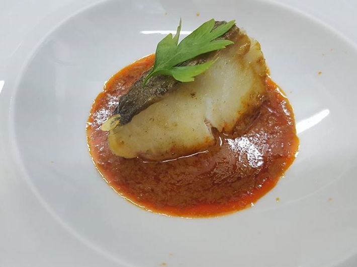 Bacalao con salsa de carabineros Bacalao con salsa de carabineros